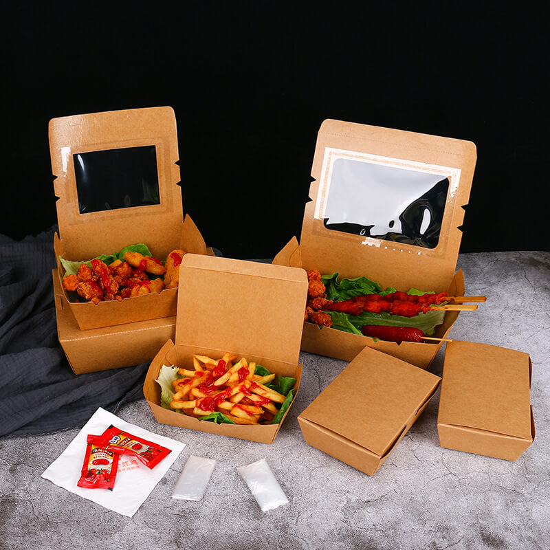 Emballage alimentaire personnalisé anglais salade bo?te en carton avec fenêtre rond traiteur